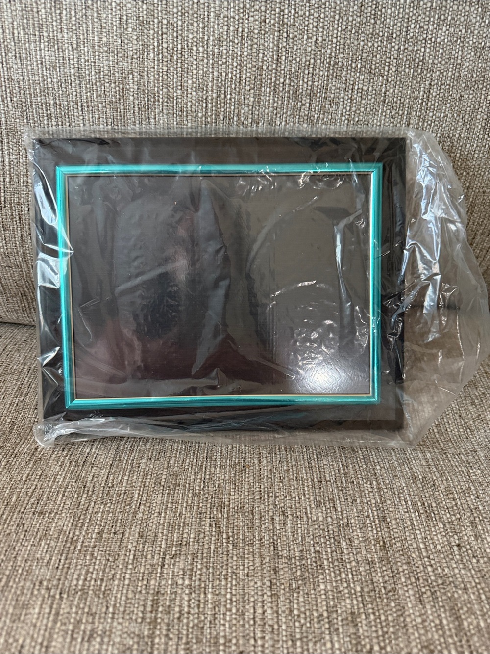 Decorative Black Picture Frame with Teal Accent